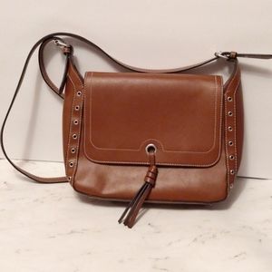 London Fog Brown Leather Crossbody Purse